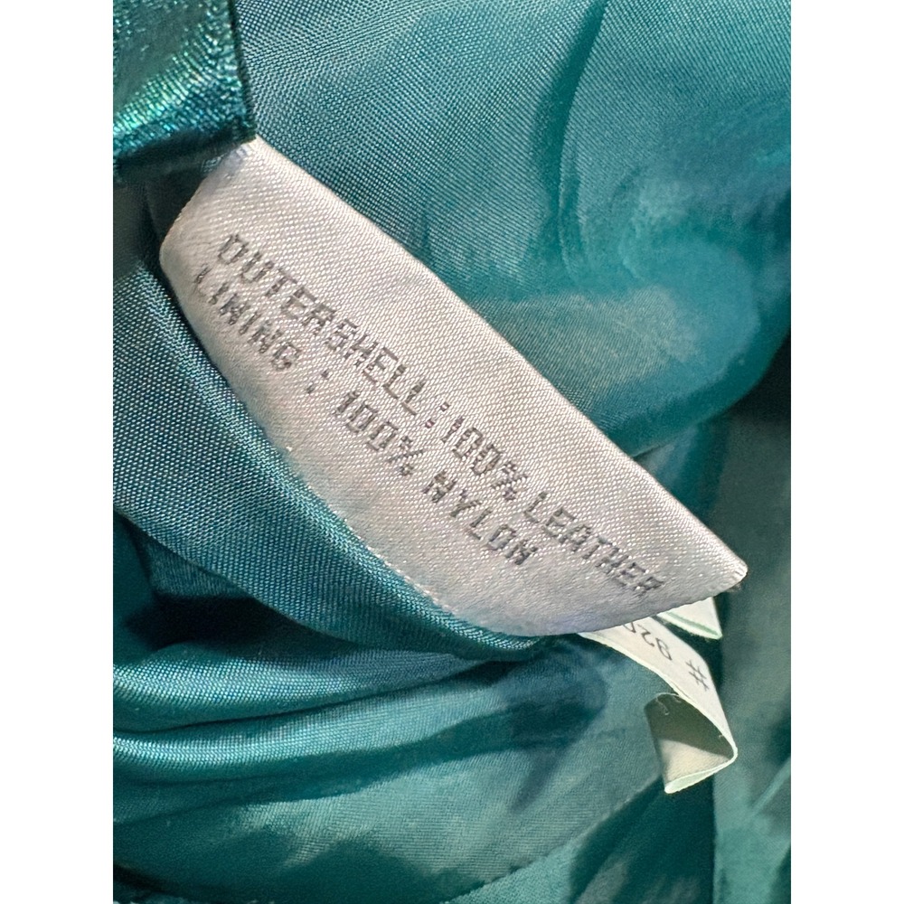 Vintage Casual Corner Teal Green Suede Leather High Waisted Pleated Shorts Sz 8 - Picture 6 of 7